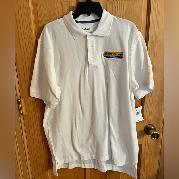 Cabela’s New Holland Agriculture Short Sleeve Polo Shirt White Large Men Coastal - Picture 1 of 6